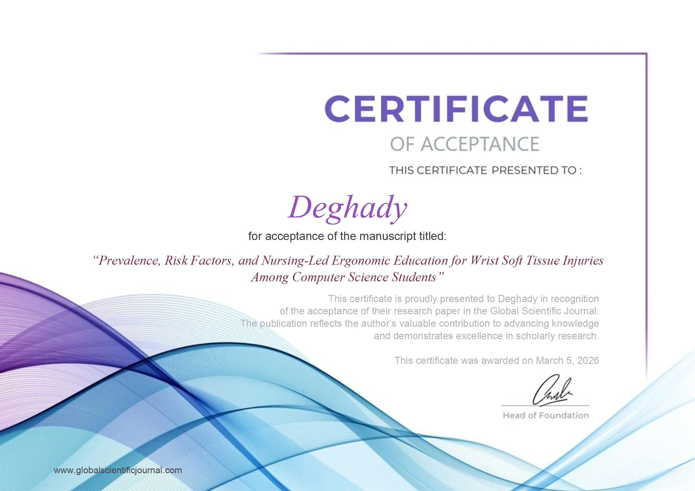 GSJ Certificate Page 2